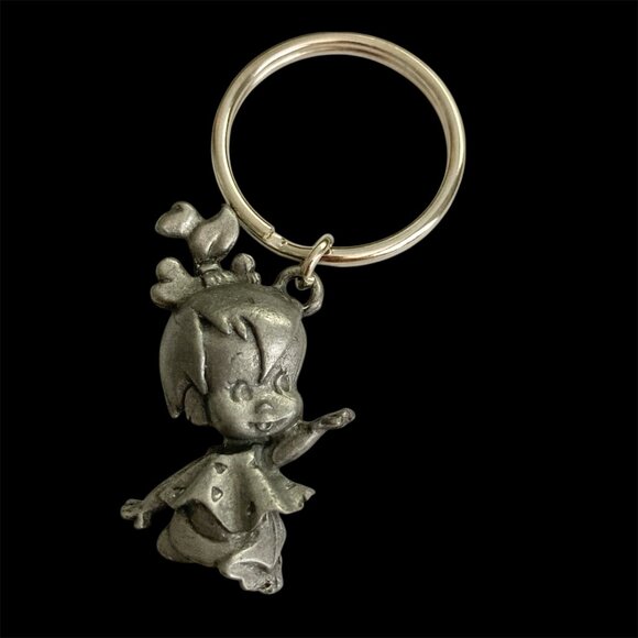 Vintage Pebbles Flintstone Keyring Keychain Warner Bros Charm Bam Bam - Picture 2 of 9